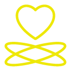 heart and two crossed oblong shapes icon